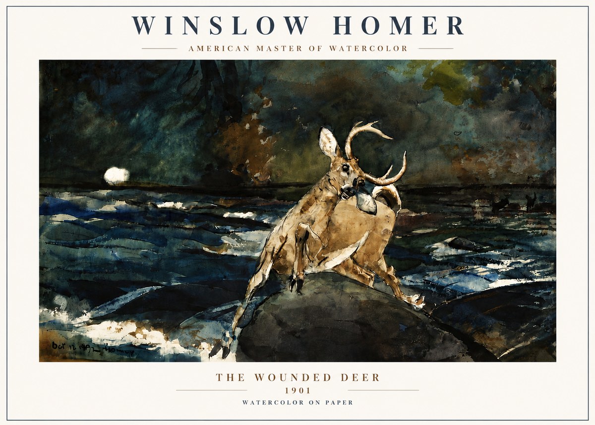 Winslow Homer The Wounded Deer No4 - Plakat