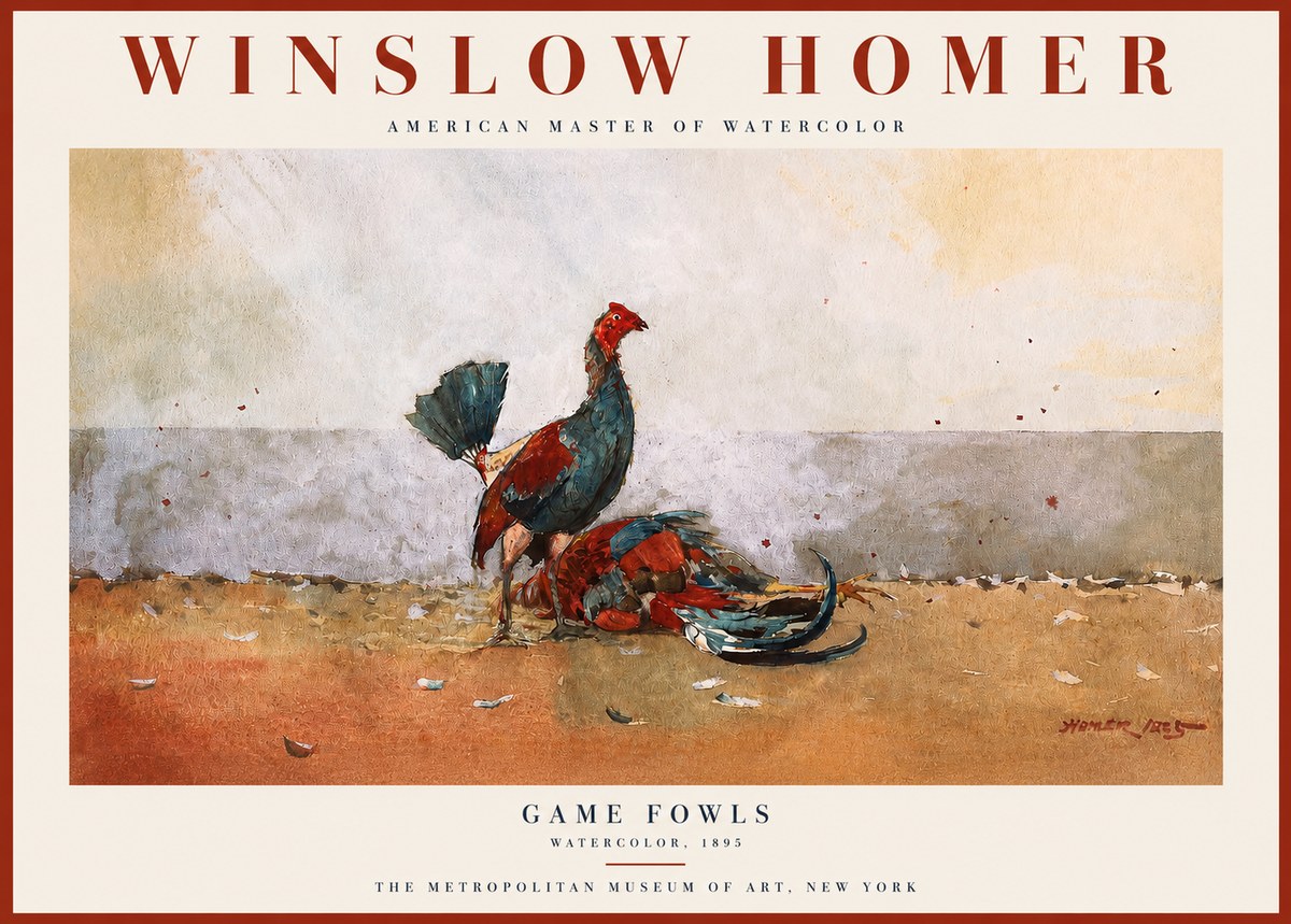 Winslow Homer Game Fowls No2 - Plakat