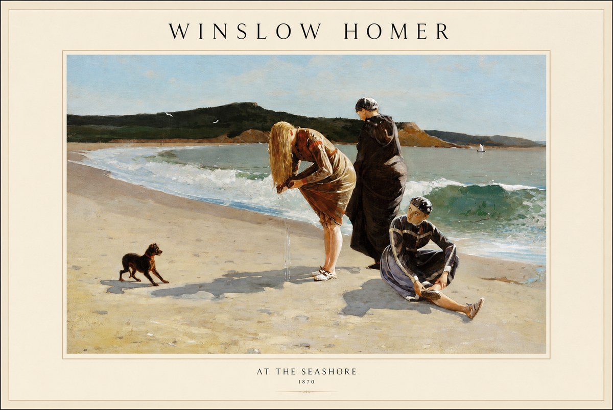 Winslow Homer At the Seashore No1 - Plakat