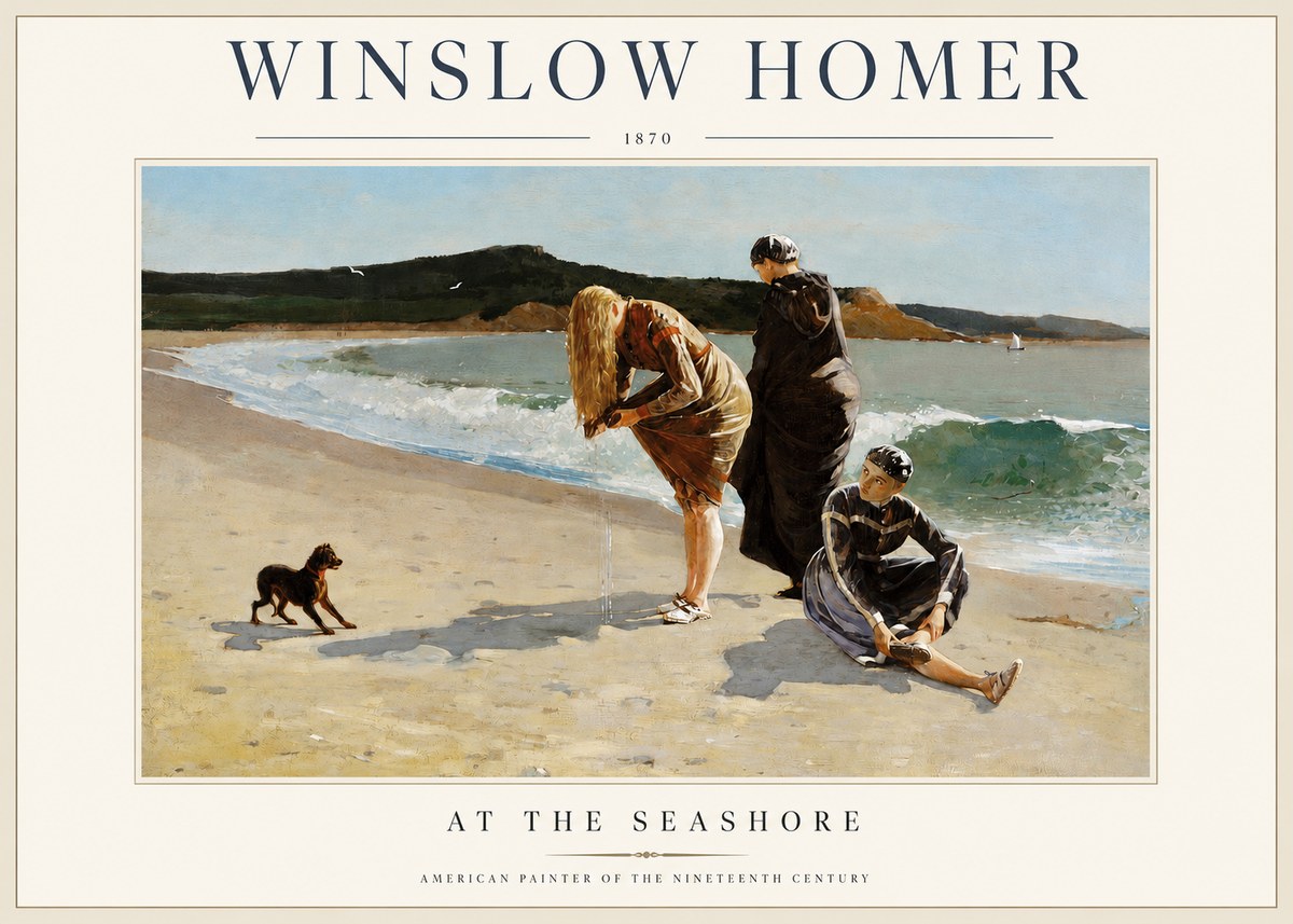 Winslow Homer At the Seashore No2 - Plakat