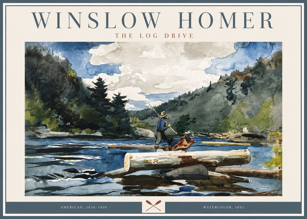 Winslow Homer The Log Drive No3 - Plakat