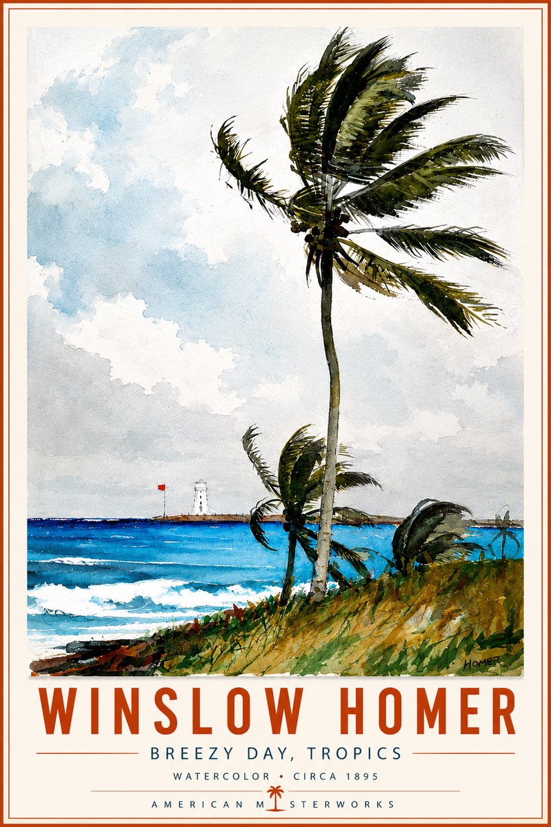 Winslow Homer Breezy Day, Tropics No6 - Plakat