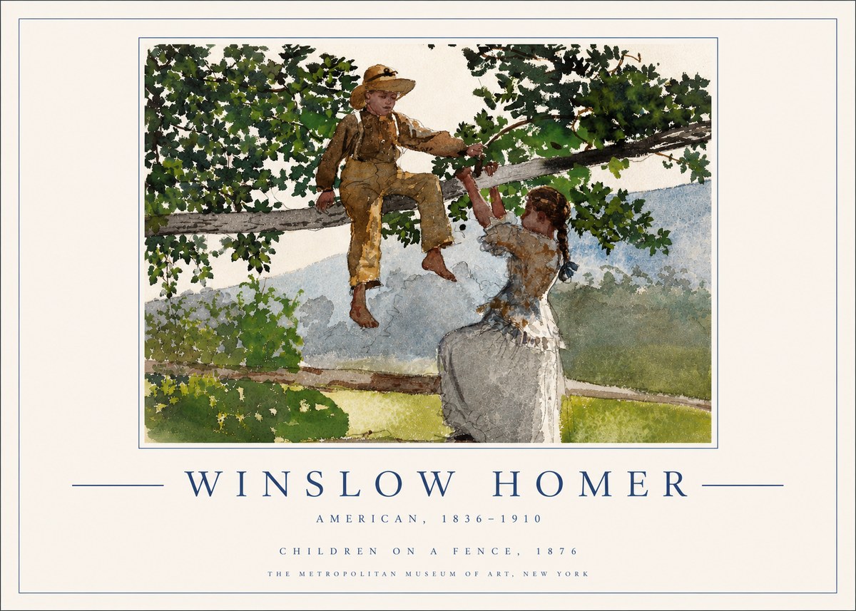 Winslow Homer Children on a Fence No3 - Plakat