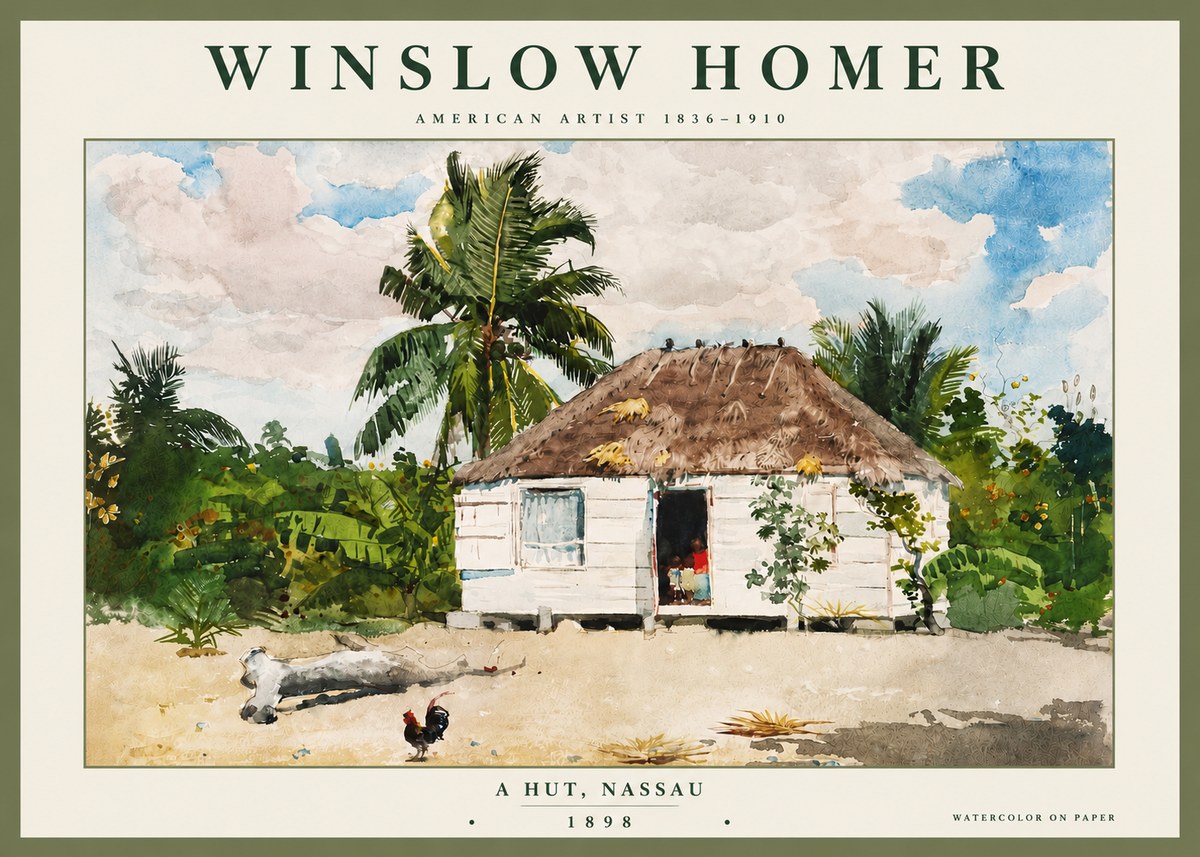 Winslow Homer A Hut, Nassau No4 - Plakat