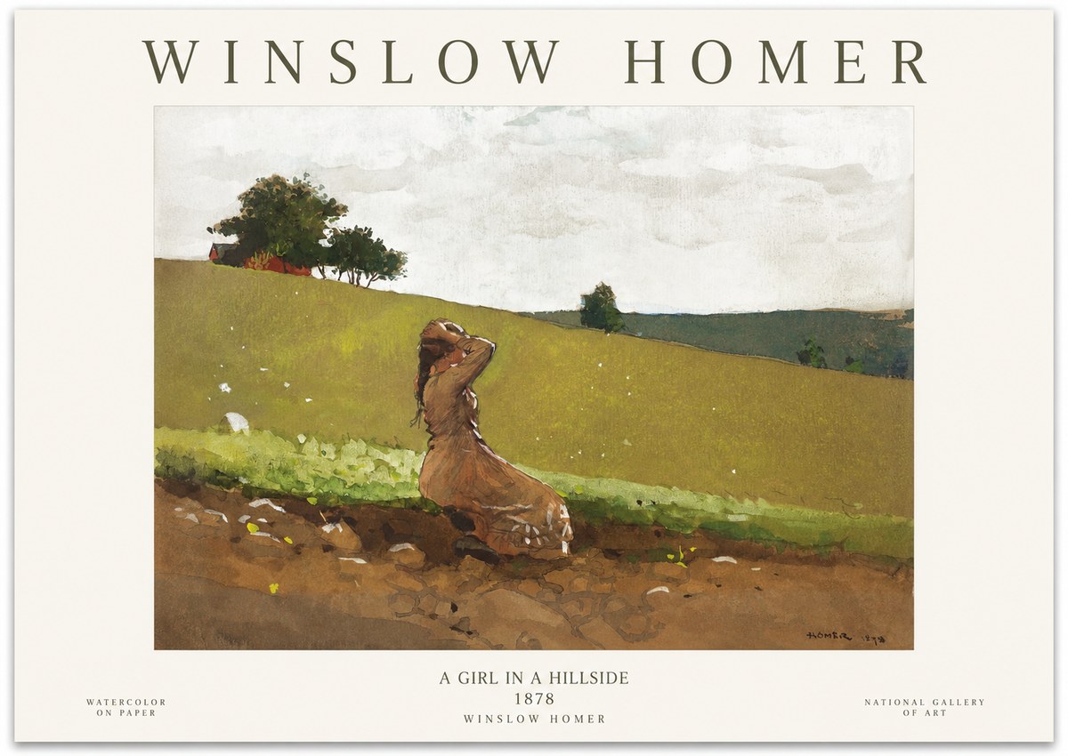 Winslow Homer A Girl in a Hillside No1 - Plakat