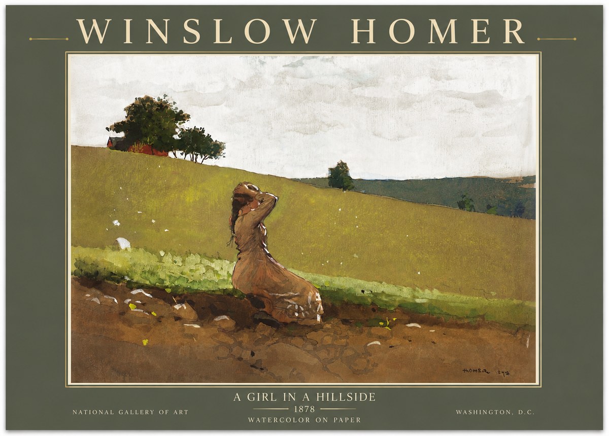 Winslow Homer A Girl in a Hillside No5 - Plakat