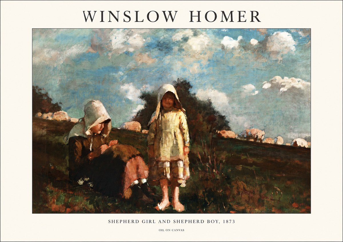 Winslow Homer Shepherd Girl and Shepherd Boy, 1873 No1 - Plakat