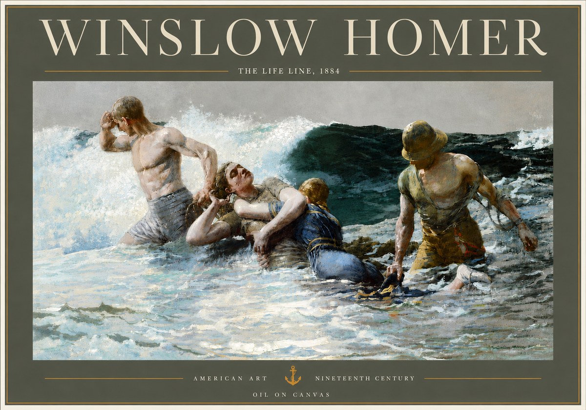 Winslow Homer The Life Line No4 - Plakat