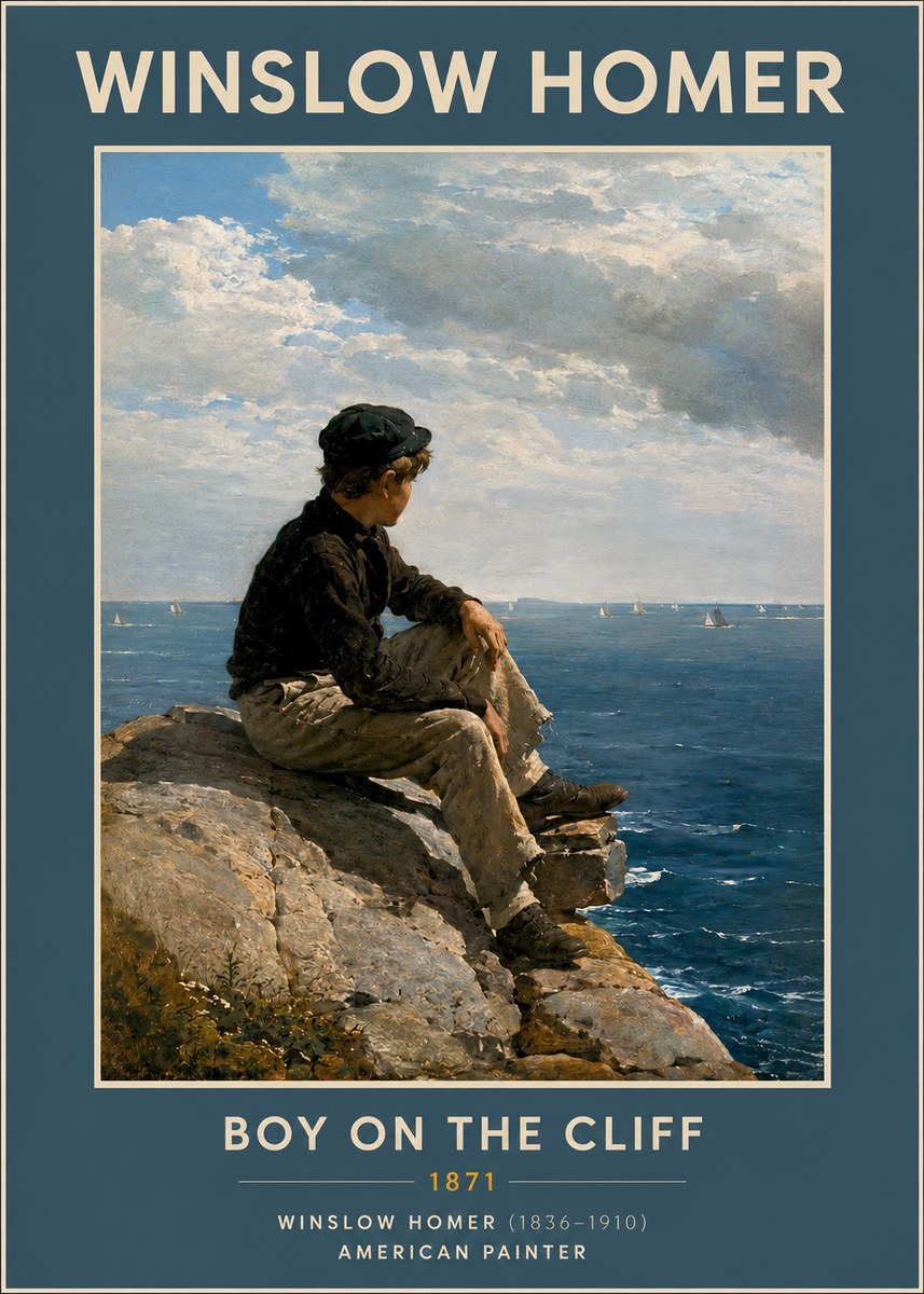 Winslow Homer Boy on the Cliff No2 - Plakat
