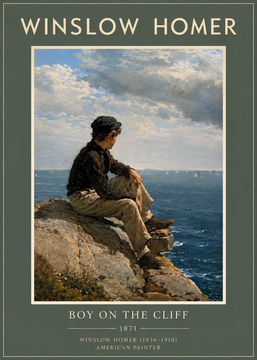 Winslow Homer Boy on the Cliff No5 - Plakat