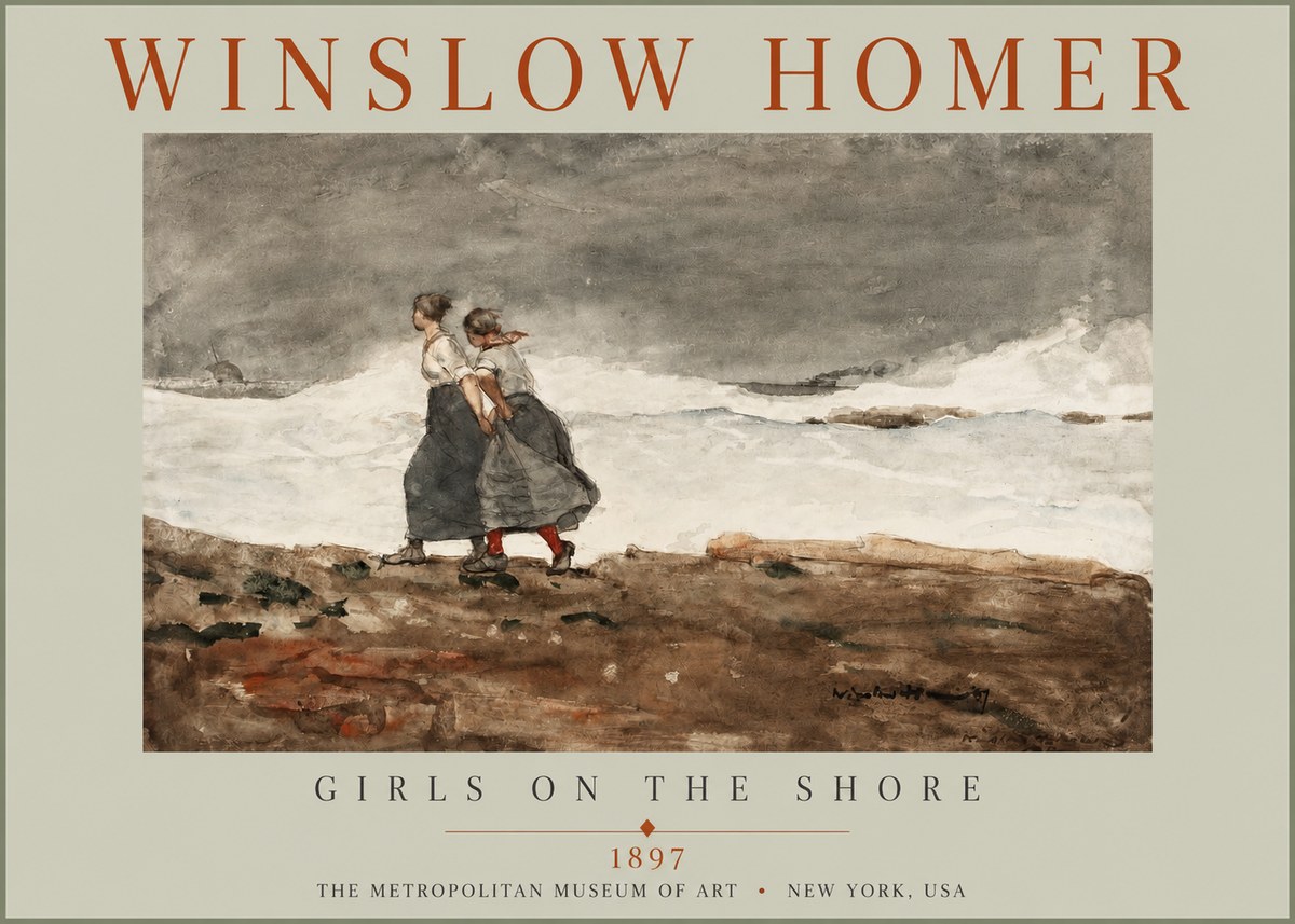 Winslow Homer Girls on the Shore No2 - Plakat