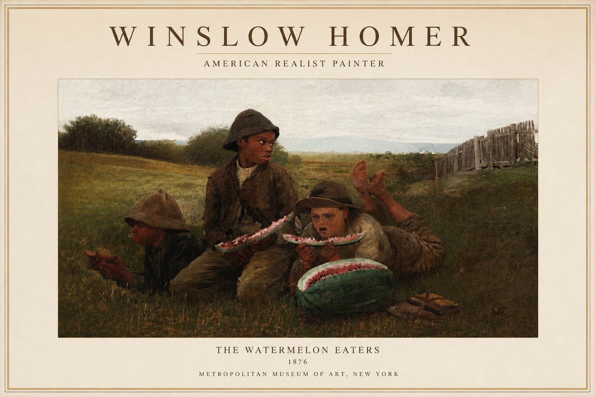 Winslow Homer The Watermelon Eaters No1 - Plakat