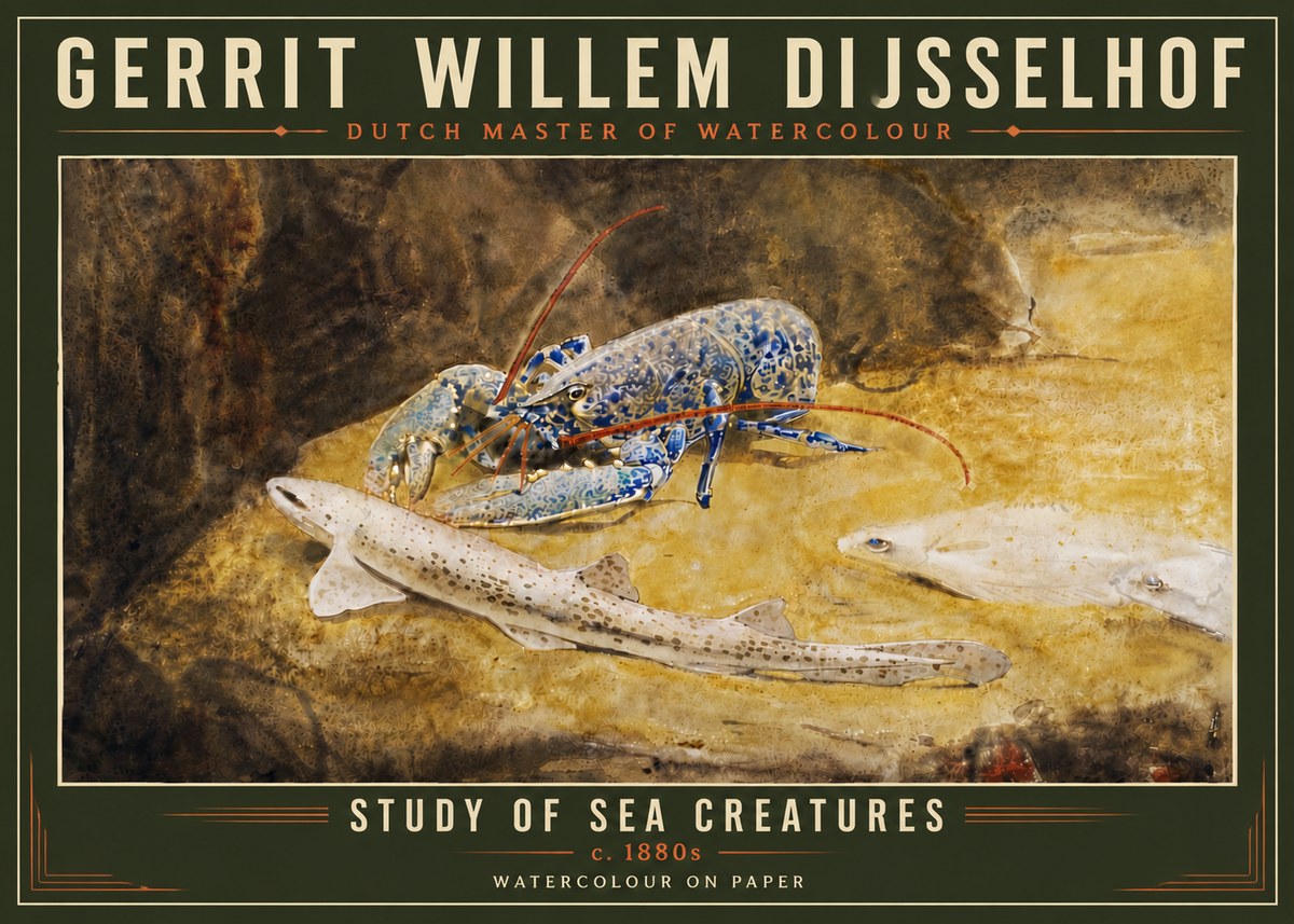 Gerrit Willem Dijsselhof Study of Sea Creatures No6 - Plakat