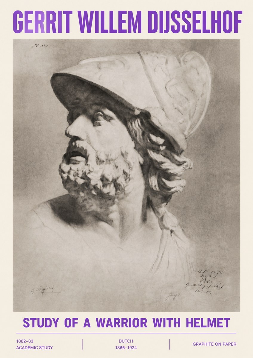 Gerrit Willem Dijsselhof Study of a Warrior with Helmet No4 - Plakat