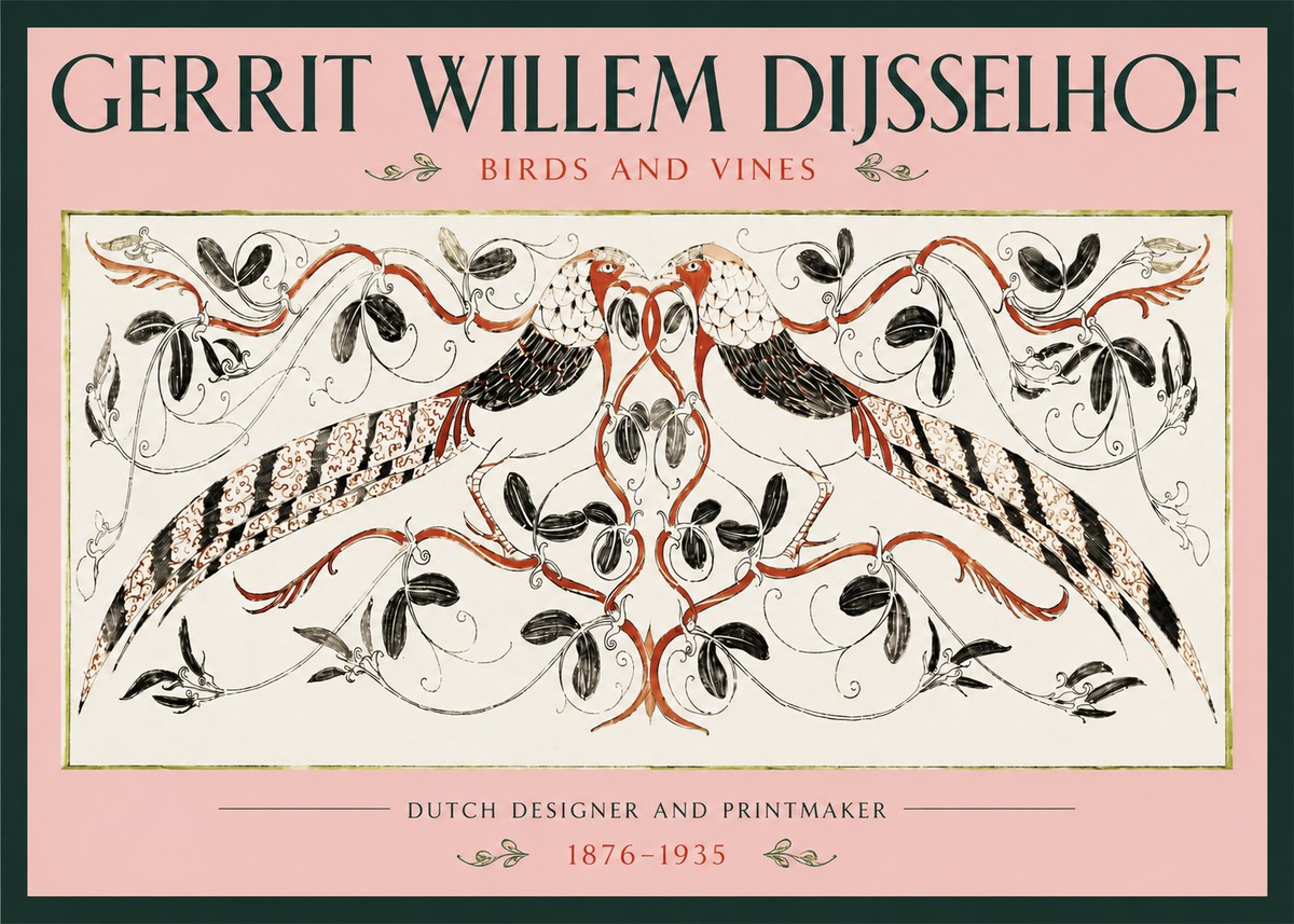 Gerrit Willem Dijsselhof Ornamental Design with Birds and Foliage No3 - Plakat