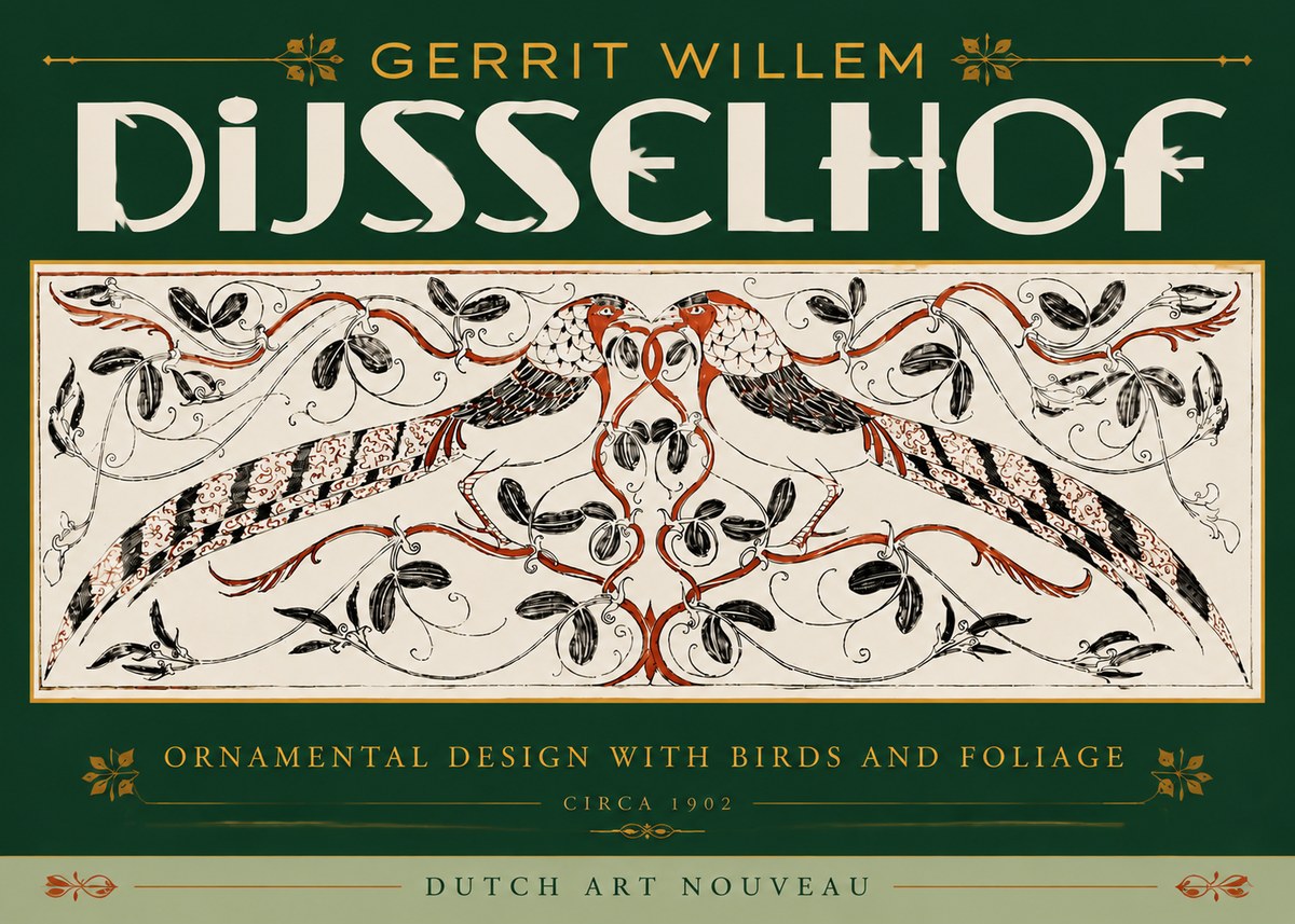 Gerrit Willem Dijsselhof Ornamental Design with Birds and Foliage No6 - Plakat
