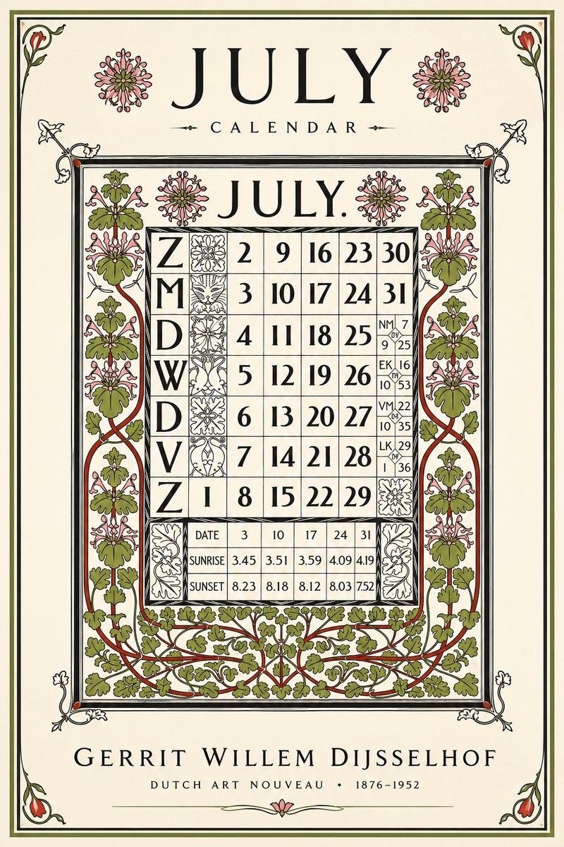Gerrit Willem Dijsselhof July. No6 - Plakat
