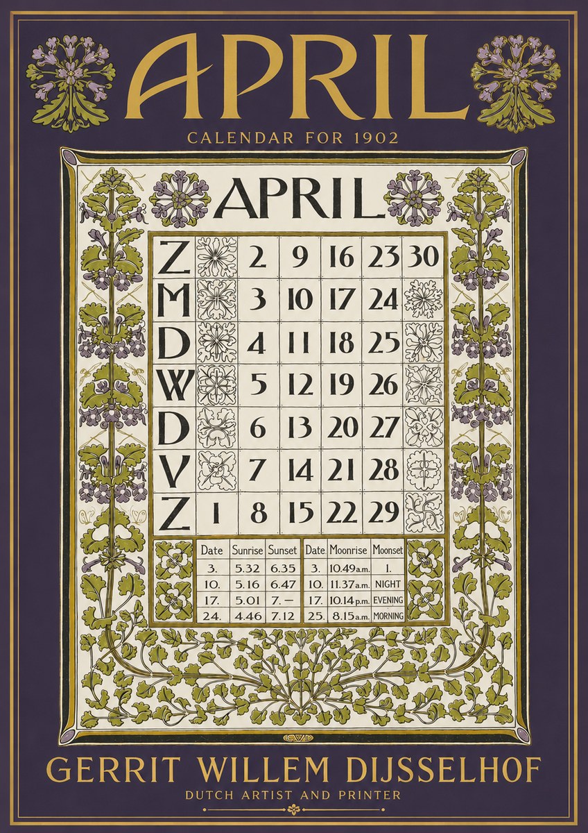 Gerrit Willem Dijsselhof April No4 - Plakat
