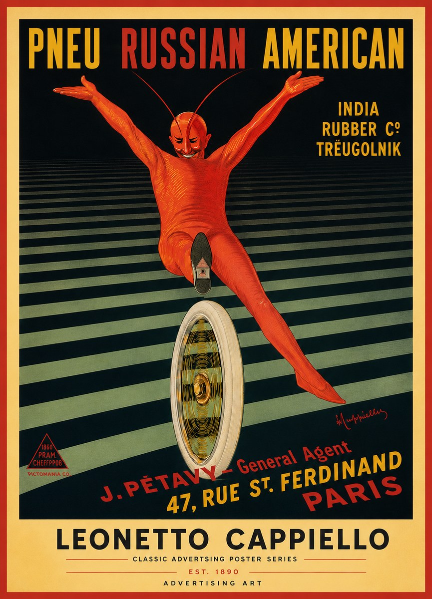 Leonetto Cappiello Pneu Russian American No5 - Plakat
