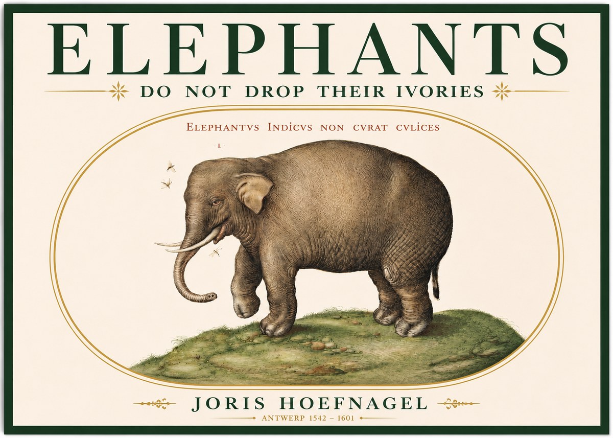 Joris Hoefnagel Elephant Does Not Drop Its Ivories No3 - Plakat