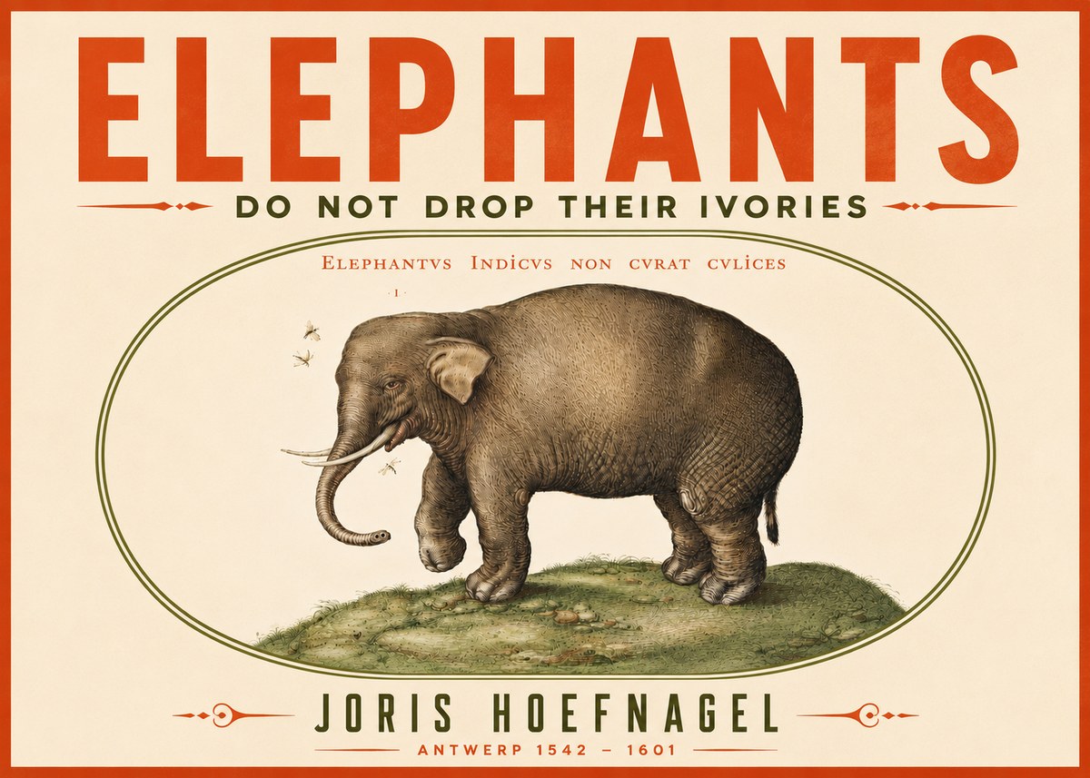 Joris Hoefnagel Elephant Does Not Drop Its Ivories No5 - Plakat