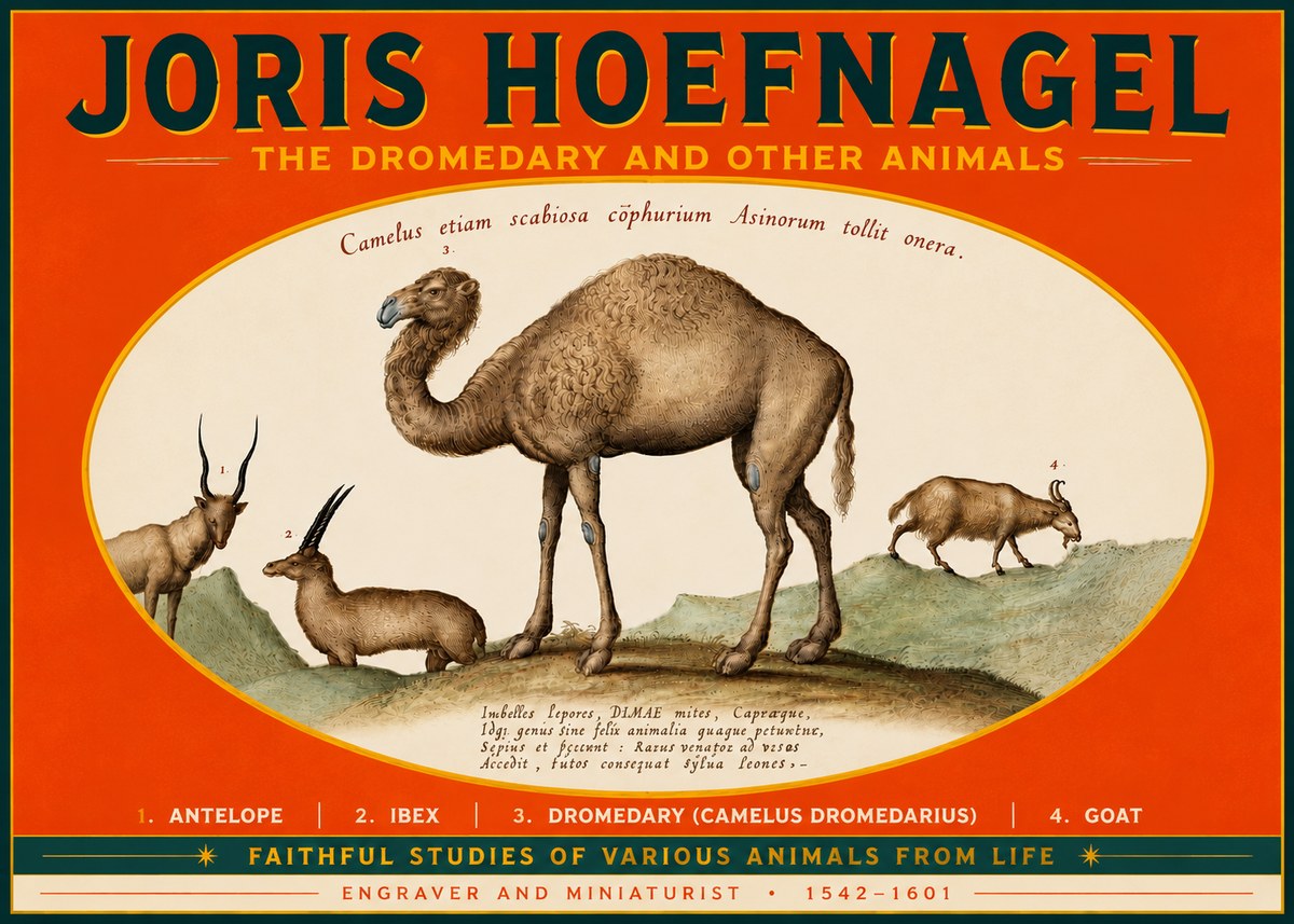 Joris Hoefnagel The Dromedary and Other Animals from Studies of Nature No5 - Plakat