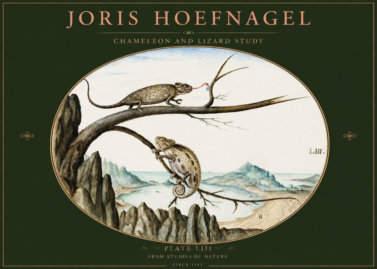 Joris Hoefnagel Chameleon and Lizard No3 - Plakat