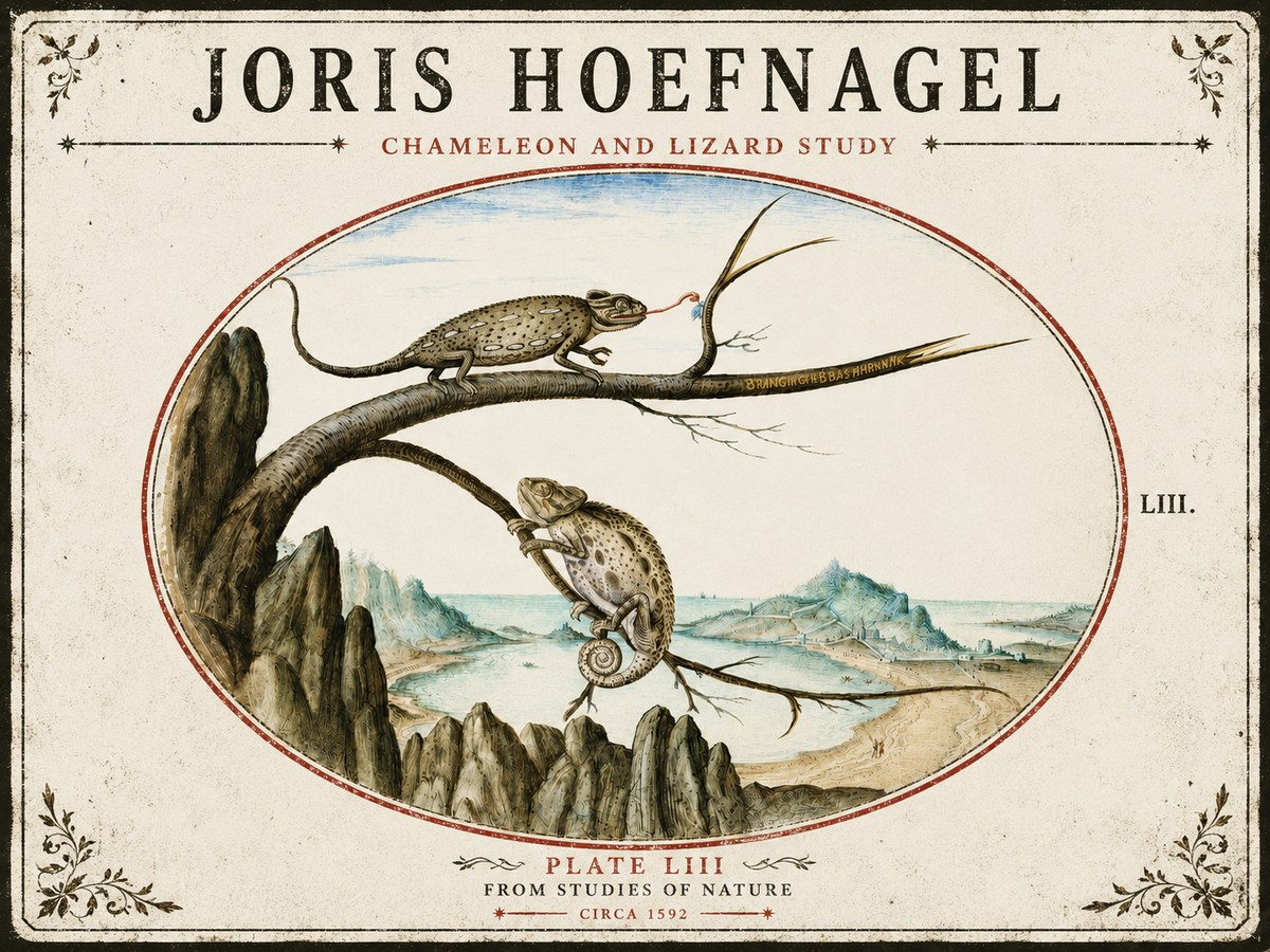 Joris Hoefnagel Chameleon and Lizard No5 - Plakat