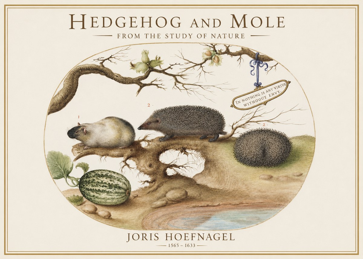 Joris Hoefnagel Hedgehog and Mole No1 - Plakat
