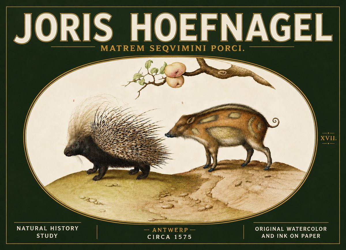 Joris Hoefnagel Matrem Seqvimini Porci. No5 - Plakat