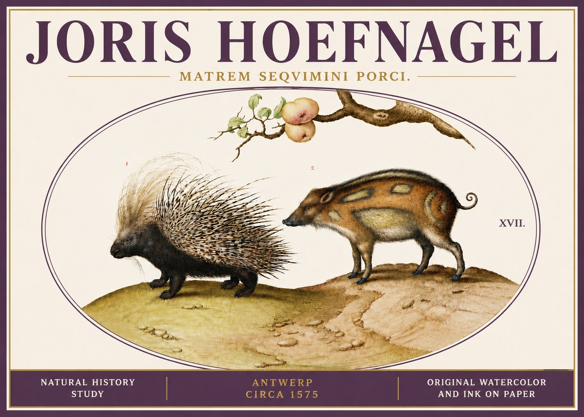 Joris Hoefnagel Matrem Seqvimini Porci. No6 - Plakat