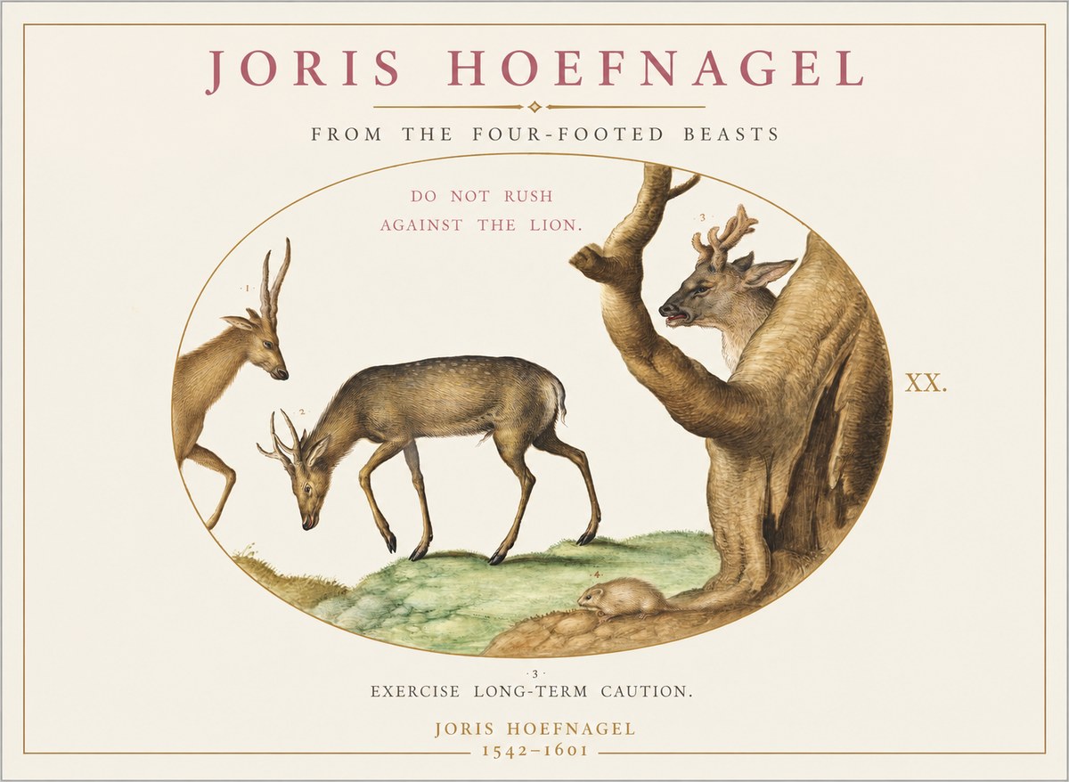 Joris Hoefnagel Do Not Rush Against the Lion. No1 - Plakat