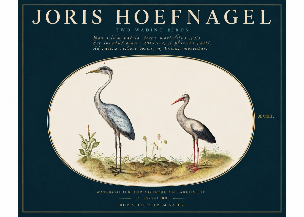 Joris Hoefnagel Study of Two Cranes No4 - Plakat