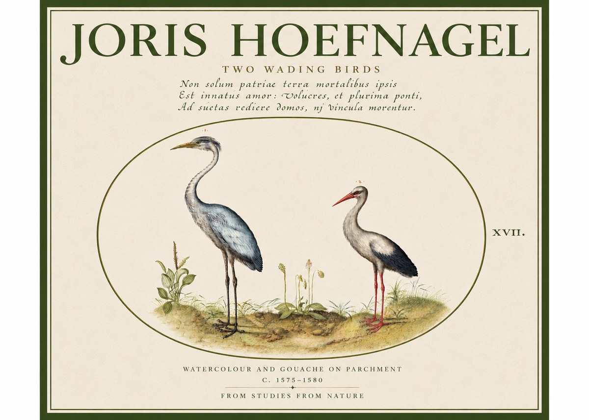 Joris Hoefnagel Study of Two Cranes No5 - Plakat