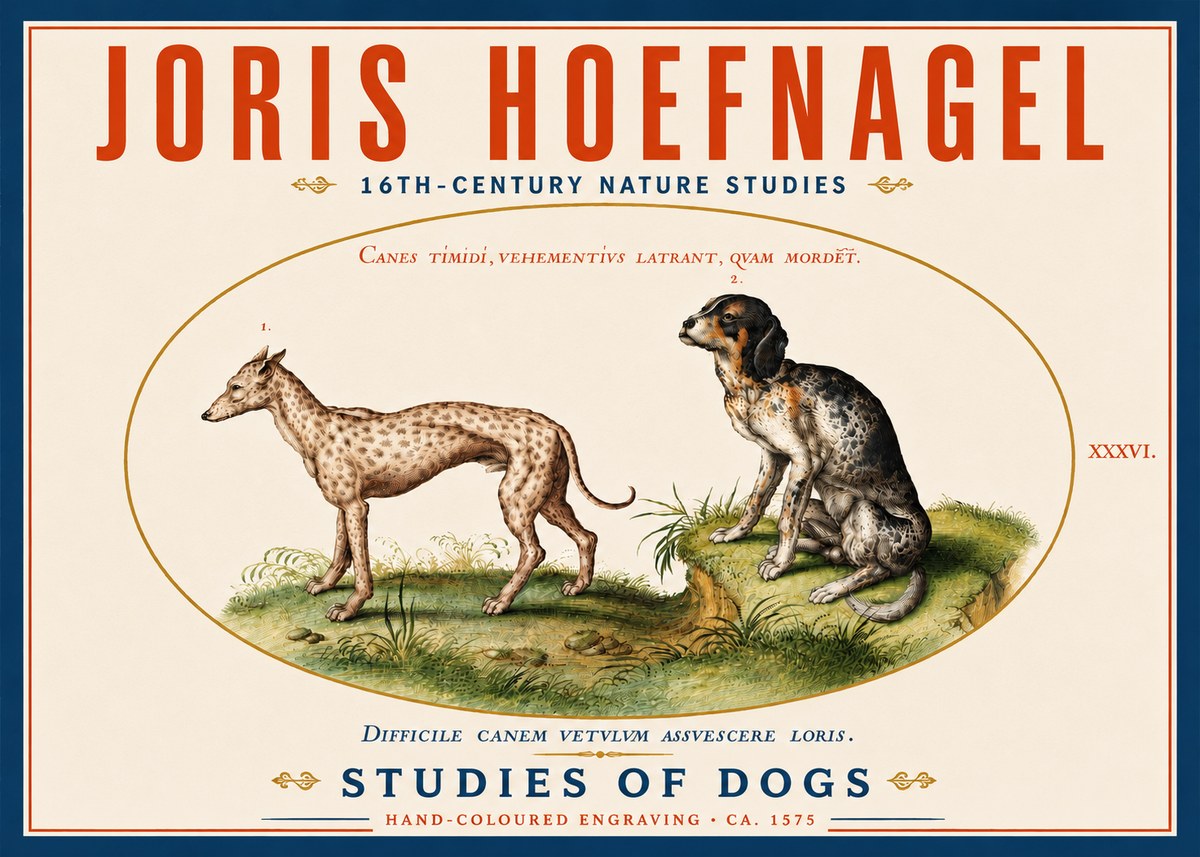 Joris Hoefnagel Studies of Dogs No5 - Plakat