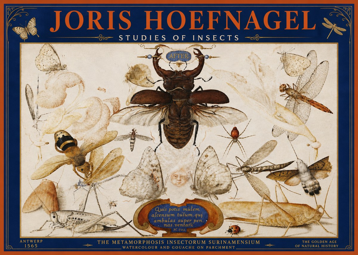 Joris Hoefnagel Studies of Insects I No4 - Plakat