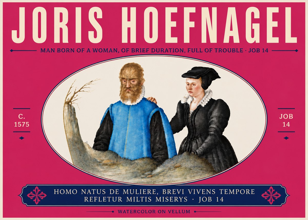 Joris Hoefnagel Homo Natus De Muliere, Brevi Vivens Tempore Refletur Miltis Miserys · Job 14 No6 - Plakat