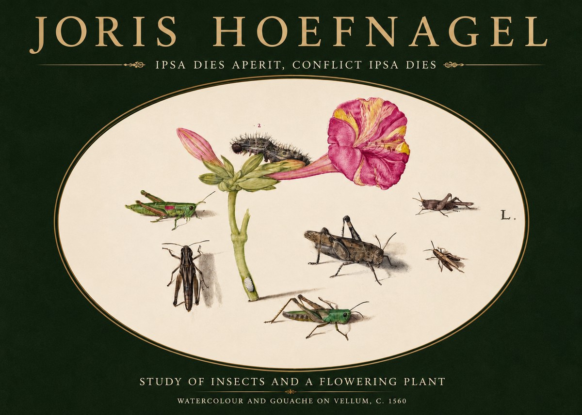 Joris Hoefnagel Study of Insects and a Flowering Plant No3 - Plakat