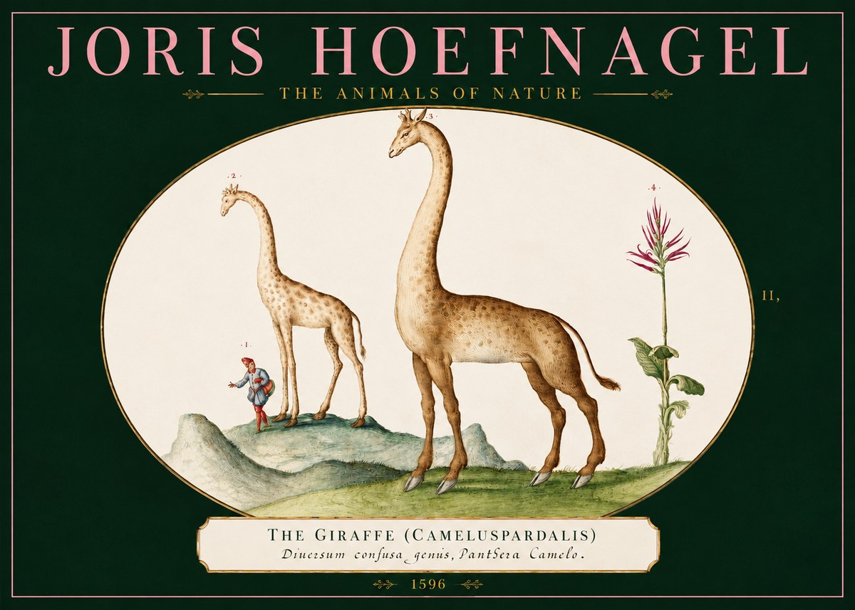 Joris Hoefnagel The Giraffe (Cameluspardalis) No2 - Plakat