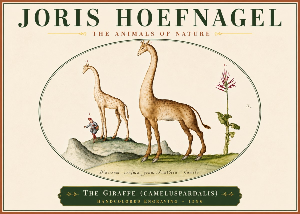 Joris Hoefnagel The Giraffe (Cameluspardalis) No6 - Plakat
