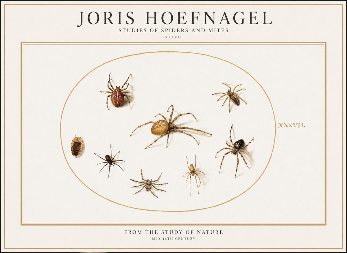 Joris Hoefnagel Study of Spiders and Mites - Plate Xxxvii. No2 - Plakat