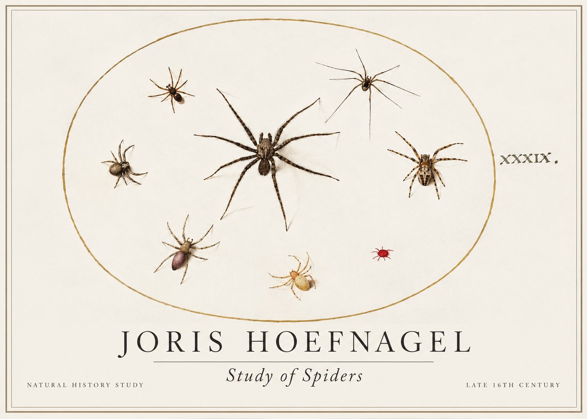 Joris Hoefnagel Studies of Spiders II No2 - Plakat