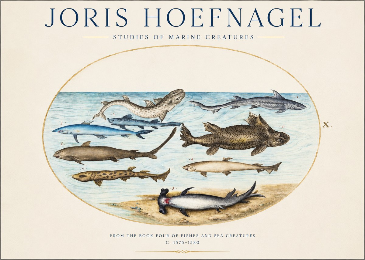 Joris Hoefnagel Studies of Marine Creatures No1 - Plakat