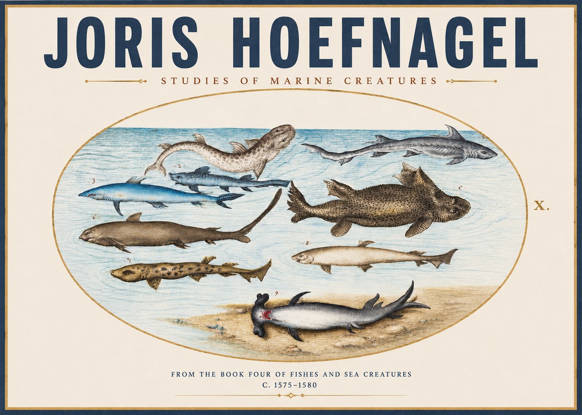 Joris Hoefnagel Studies of Marine Creatures No3 - Plakat