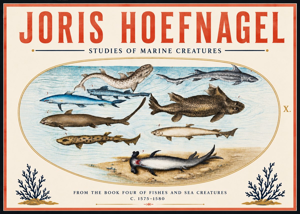 Joris Hoefnagel Studies of Marine Creatures No6 - Plakat