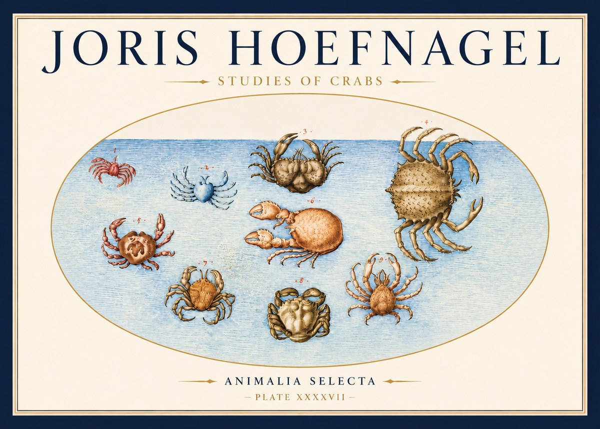 Joris Hoefnagel Studies of Crabs No3 - Plakat