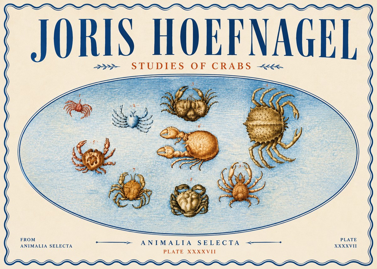 Joris Hoefnagel Studies of Crabs No6 - Plakat