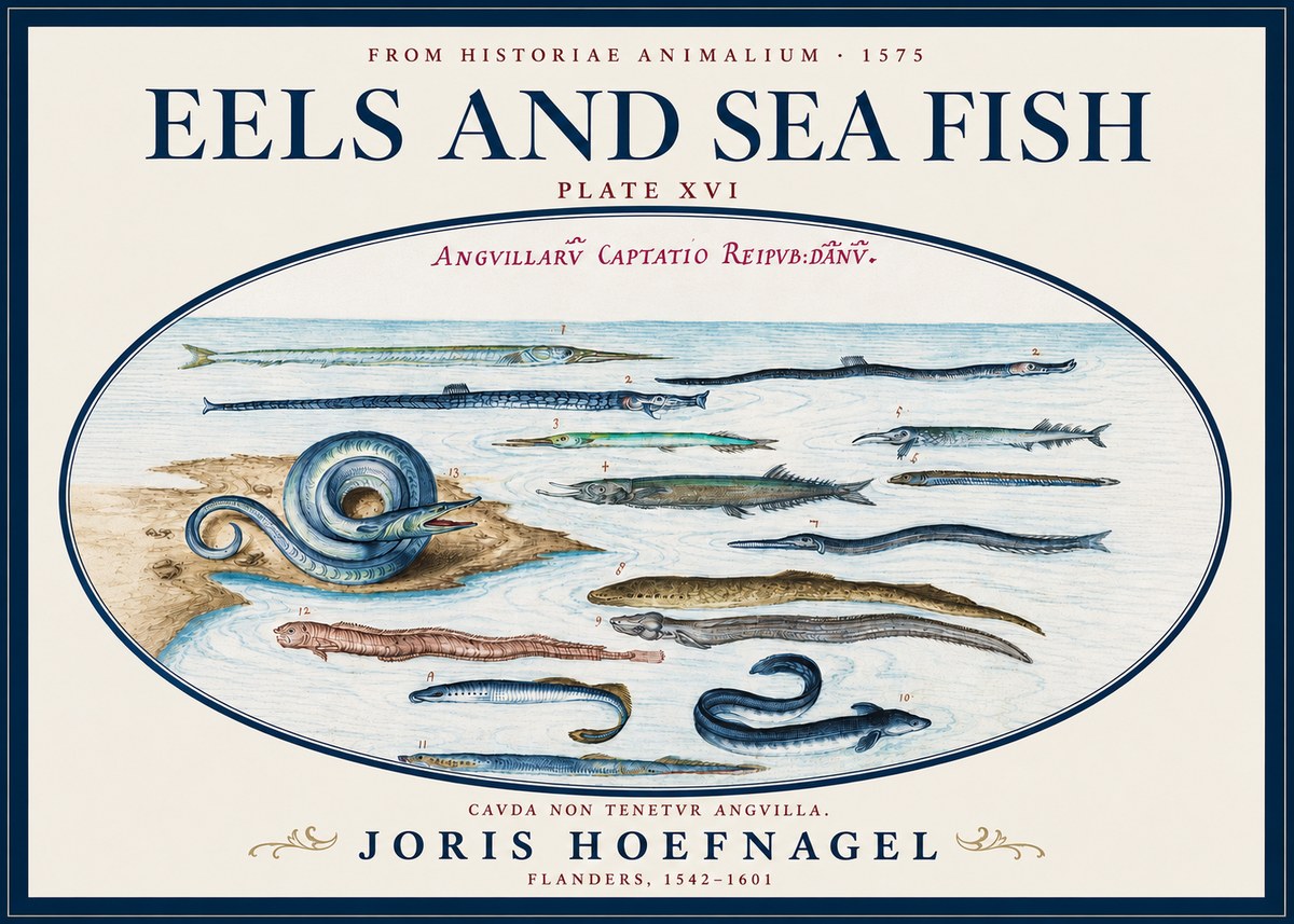 Joris Hoefnagel Eels and Sea Fish No3 - Plakat