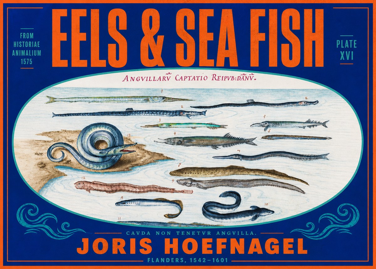 Joris Hoefnagel Eels and Sea Fish No4 - Plakat