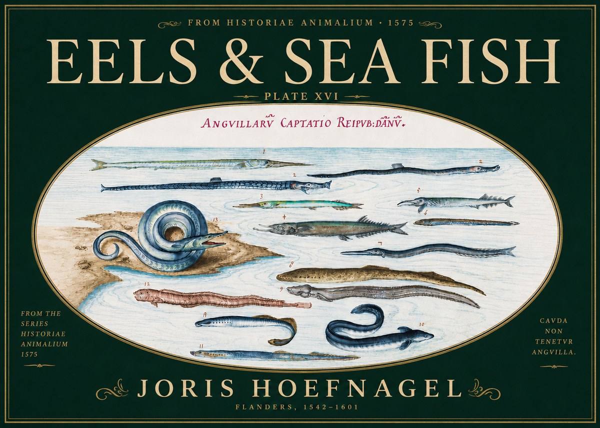 Joris Hoefnagel Eels and Sea Fish No6 - Plakat